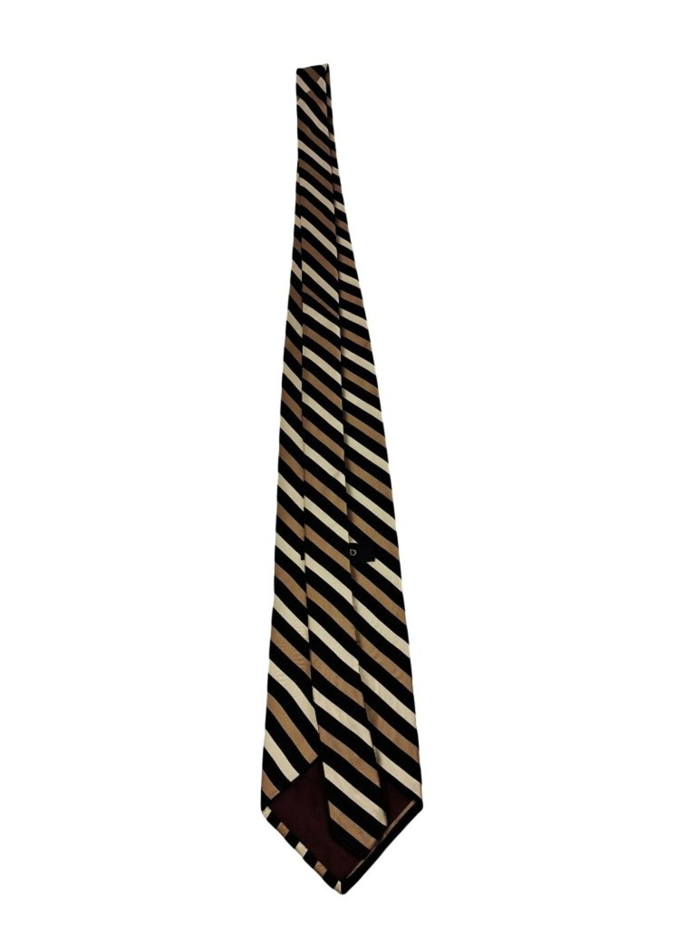 Izod Mens Striped 100% Silk Tie Black Beige White Diagonal Pattern 57" - Picture 3 of 6